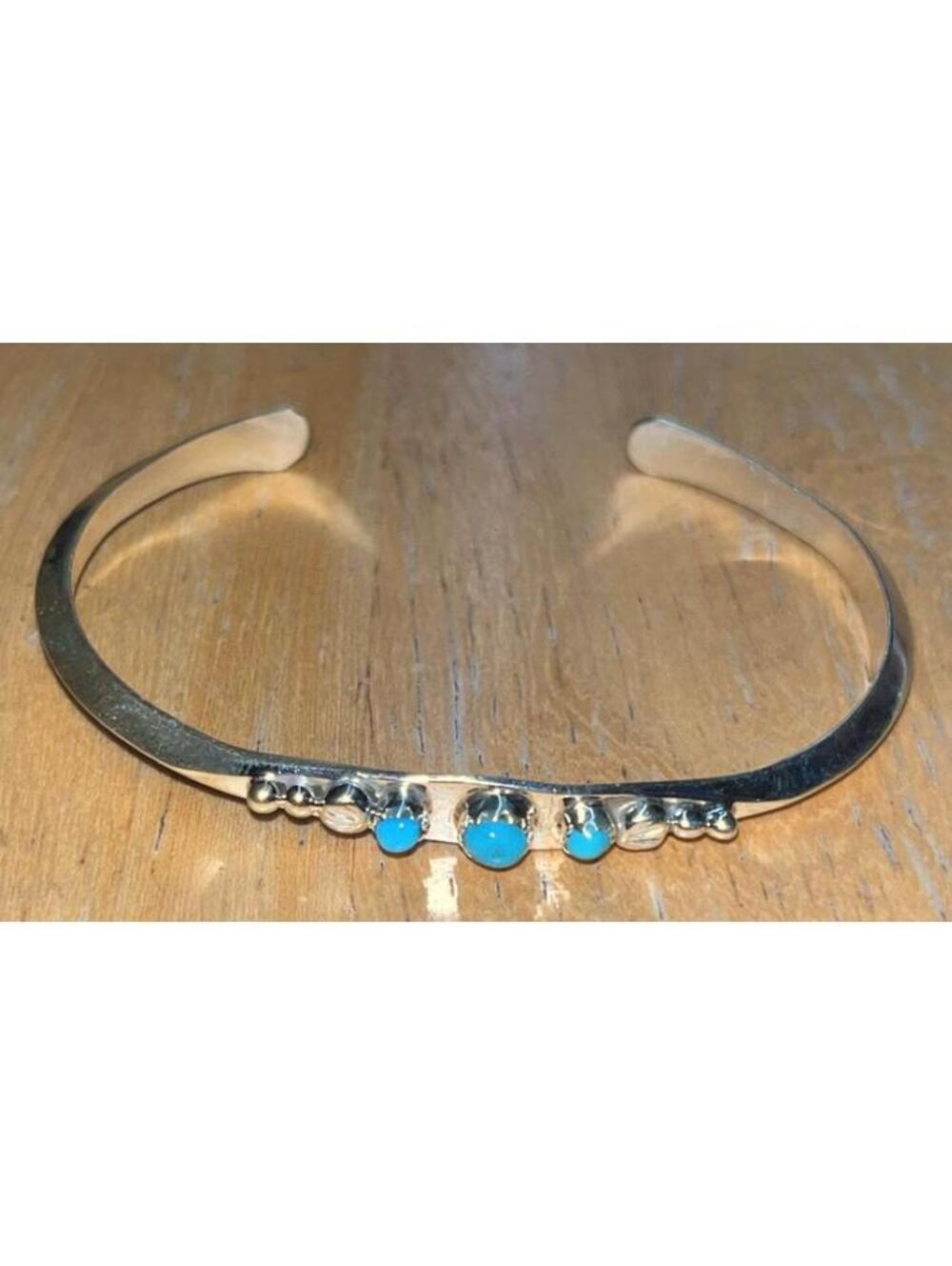 Native American Navajo sterling silver turquoise bracelet/ cuff -Ella Cowboy